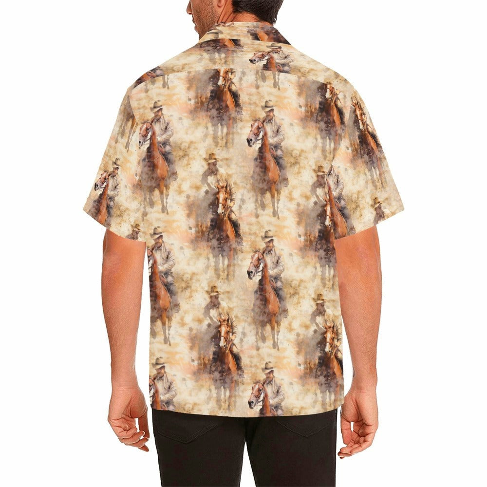 Baha Ranch Grunge Cowboy Men's Western Camp Shirt
