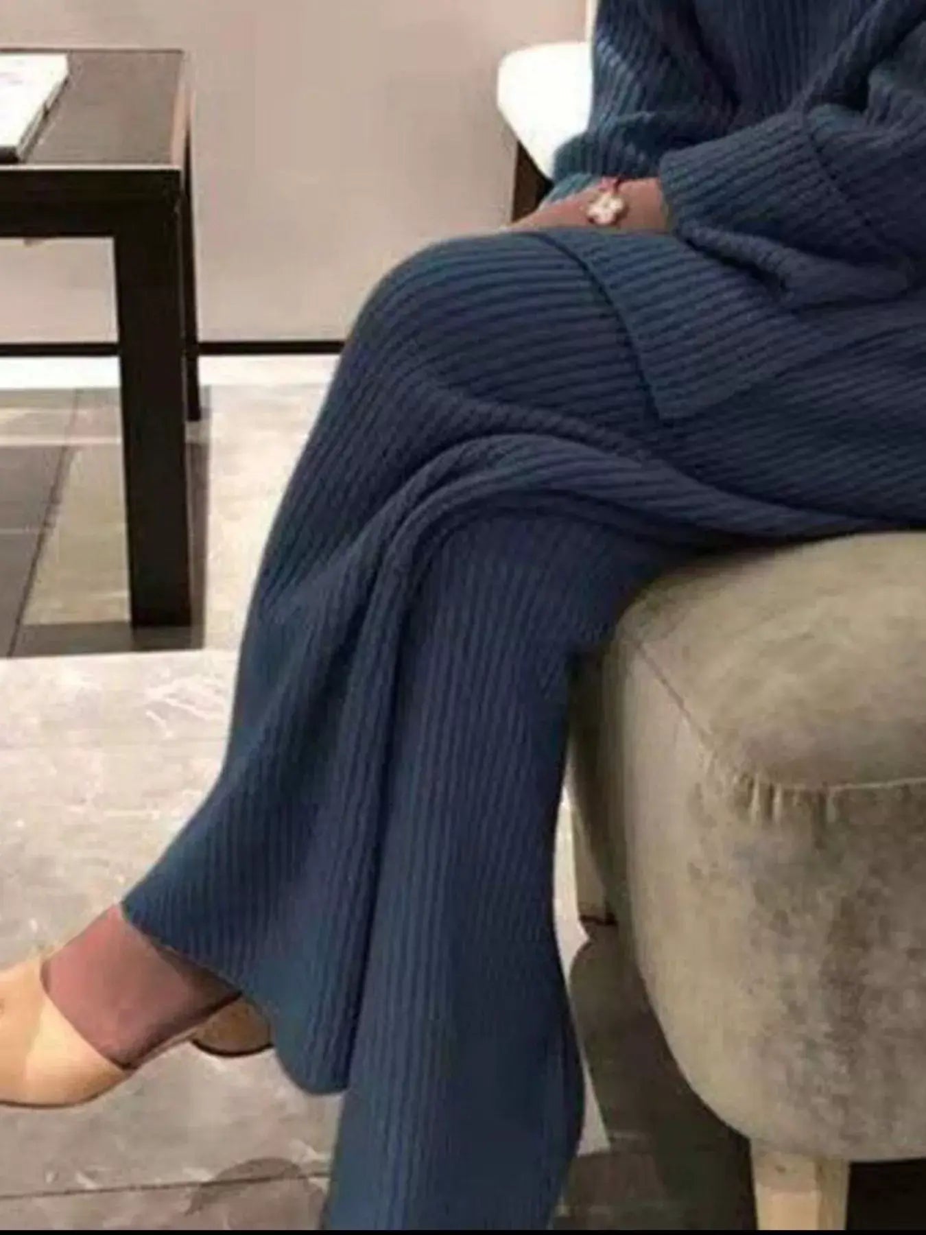 Full Size Ribbed Knit Relaxed Fit Top and Pants Sweater Set Plus Size - Trendsi - Flyclothing LLC