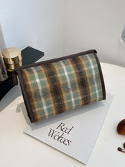 Contrast Plaid Clutch with Zipper - Trendsi