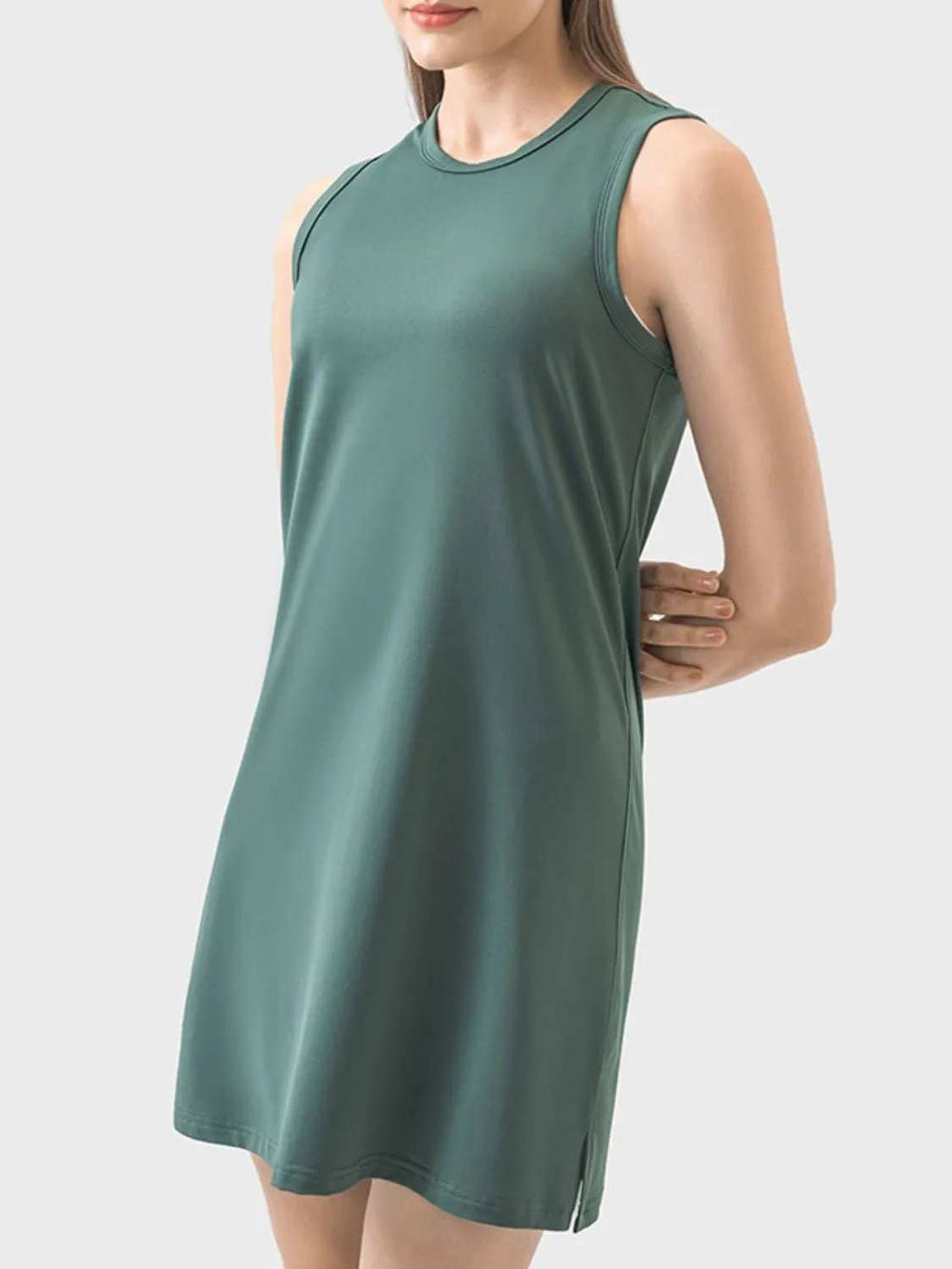 Round Neck Sleeveless Active Dress - Trendsi - Flyclothing LLC