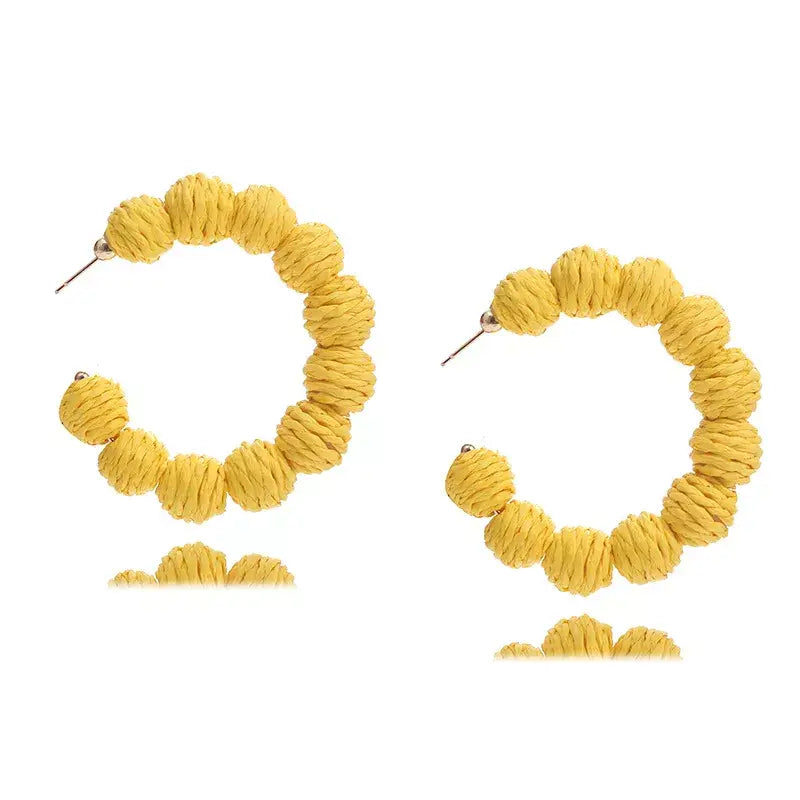 Raffia Grass C-Hoop Earrings - Trendsi - Flyclothing LLC