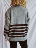 Striped Dropped Shoulder Long Sleeve Sweater - Trendsi - Flyclothing LLC