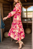 Printed Collared Neck Long Sleeve Dress - Trendsi - Flyclothing LLC