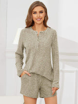 Ribbed Round Neck Top and Shorts Set - Trendsi - Flyclothing LLC