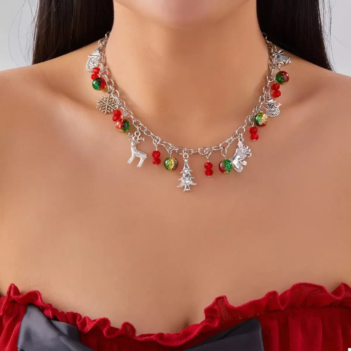 Christmas Themed Charm Necklace - Trendsi - Flyclothing LLC