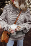 Textured Striped Round Neck Long Sleeve Top - Trendsi - Flyclothing LLC