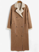 Plus Size Drop Shoulder Sherpa Longline Coat - Trendsi - Flyclothing LLC