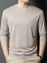 Men's Plus Size Round Neck Long Sleeve T-Shirt - Trendsi - Flyclothing LLC