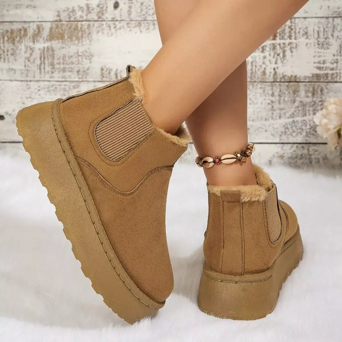 Round Toe Platform Ankle Boots - Trendsi - Flyclothing LLC