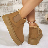 Round Toe Platform Ankle Boots - Trendsi - Flyclothing LLC