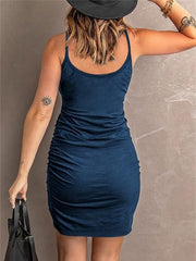 Ruched Scoop Neck Mini Cami Dress - Trendsi