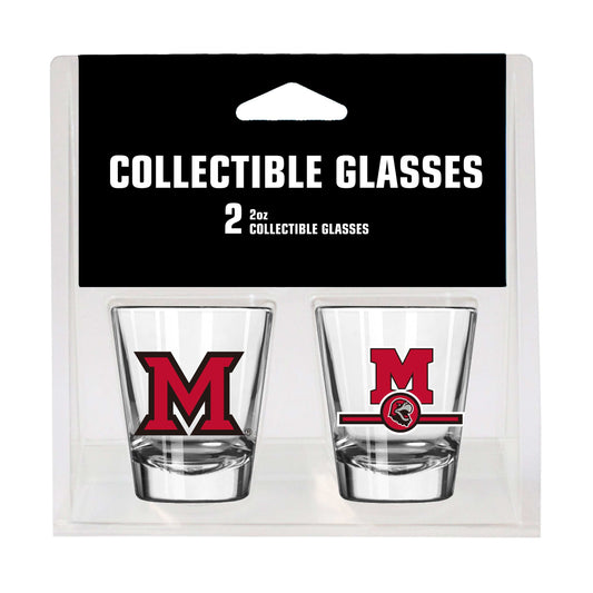 Miami of Ohio Campus Colors 2oz Letterman Shot Glass 2 Pack - Logo Brands - Flyclothing LLC