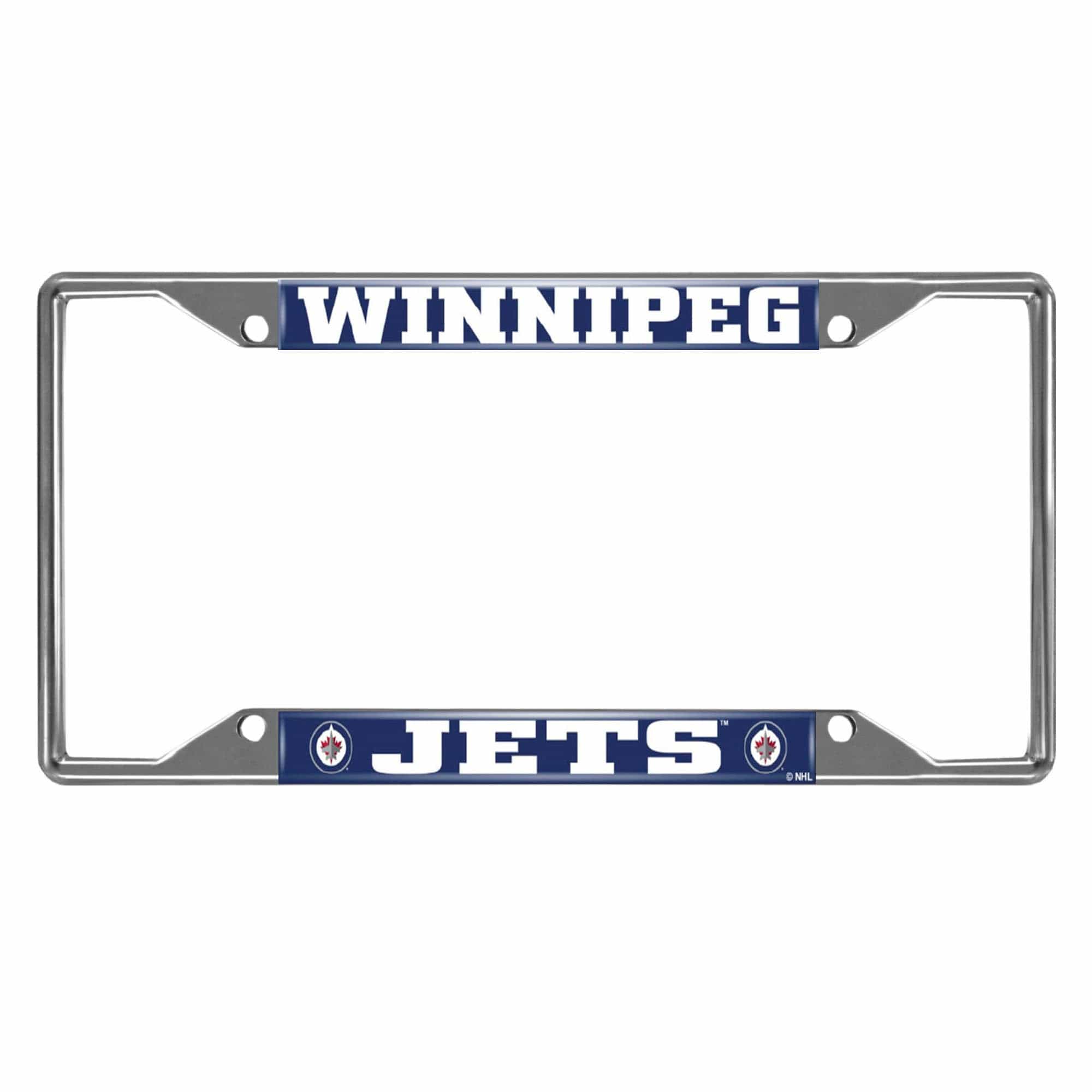 Winnipeg Jets Chrome Metal License Plate Frame, 6.25in x 12.25in