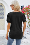 Frill Notched Short Sleeve Blouse - Trendsi