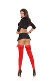 Elegant Memories Red Opaque Thigh Hi With Satin Bow 1708