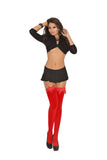 Elegant Memories Red Opaque Thigh Hi With Satin Bow 1708