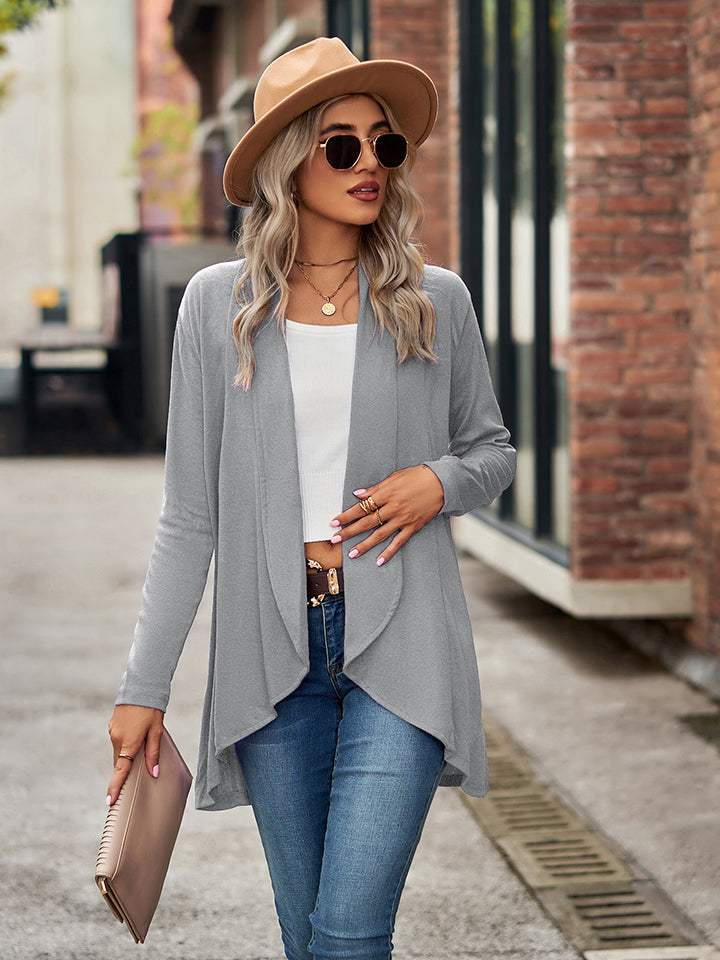 Open Front Long Sleeve Cardigan - Trendsi - Flyclothing LLC