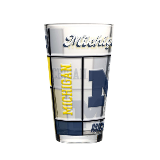 Michigan 16oz Quilted Stained Pint Glass - Logo Brands - Flyclothing LLC