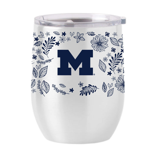 Michigan 16oz Botanical Stainless Curved Beverage - Logo Brands - Flyclothing LLC