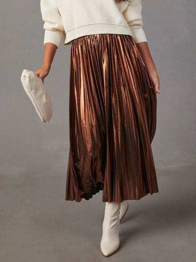 Pleated Midi Skirt - Trendsi - Flyclothing LLC