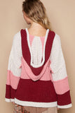 POL Color Block Long Sleeve Hooded Sweater - Trendsi