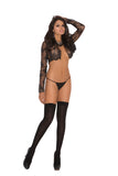 Elegant Memories Black Thigh Hi W/Bow & Lace Trim 1717