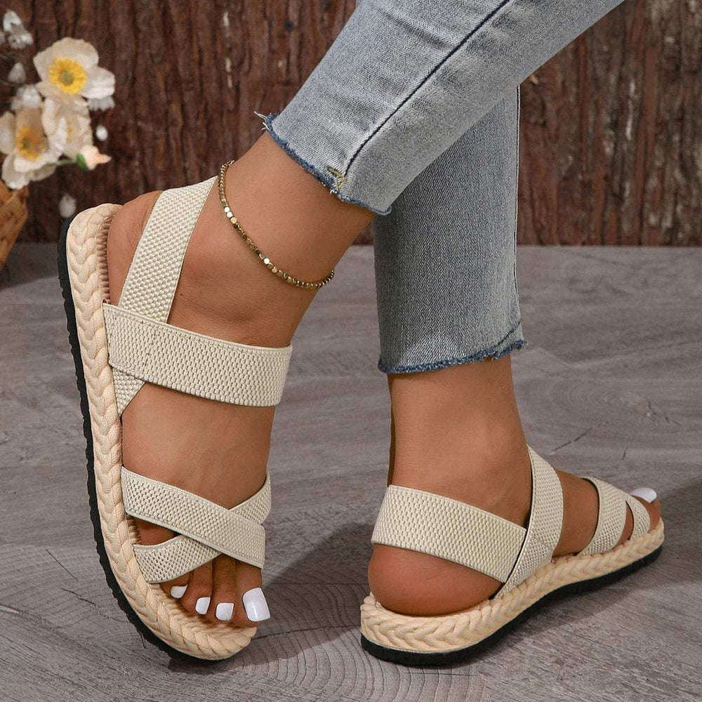 Crisscross Open Toe Flat Sandals - Trendsi - Flyclothing LLC
