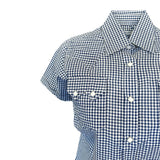 Rockmount Ranch Wear Women's Short Sleeve Navy Gingham Check Western Shirt - Rockmount Clothing - Flyclothing LLC