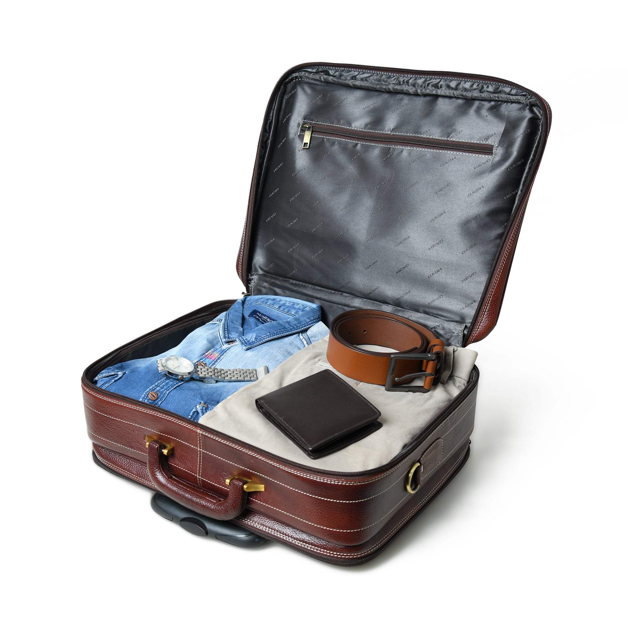 Wanderer Leather Trolly Suitcase Bag - Classy Leather Bags - Flyclothing LLC