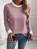 Ivy Lane Striped Round Neck Long Sleeve Sweatshirt - Trendsi - Flyclothing LLC
