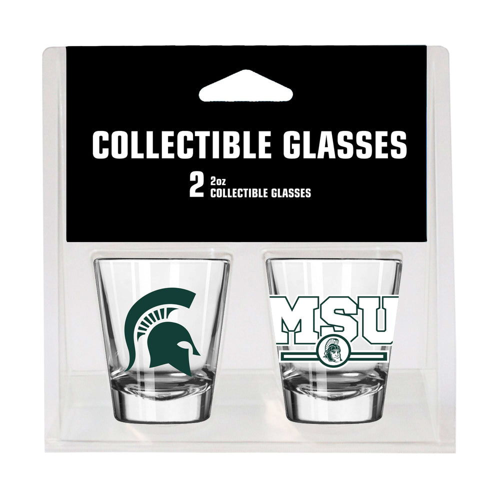Michigan State Campus Colors 2oz Letterman Shot Glass 2 Pack - Logo Brands - Flyclothing LLC
