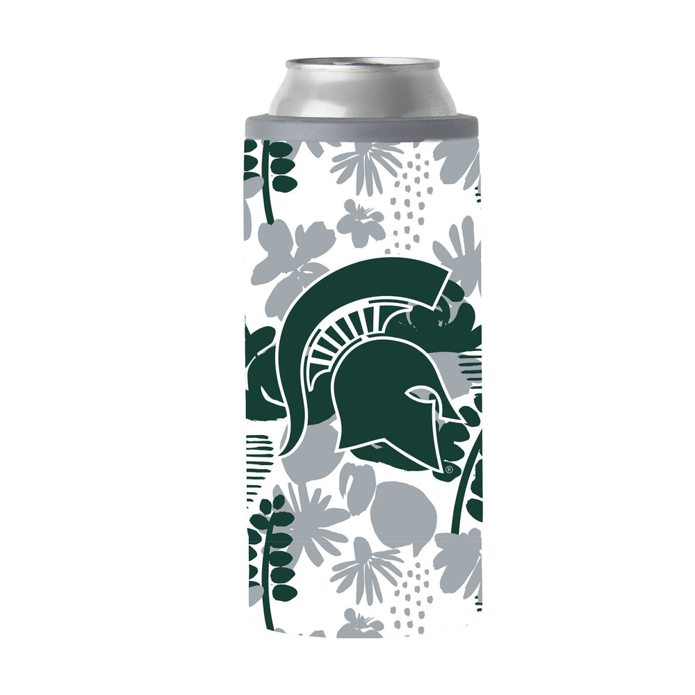 Michigan State 12oz Floral Slim Can Coolie - Logo Brands - Flyclothing LLC