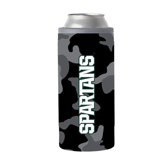 MI State Black Camo 12oz Slim Can Coolie - Logo Brands - Flyclothing LLC