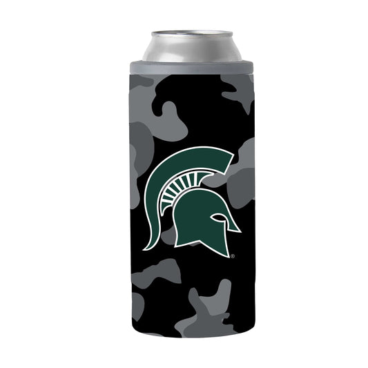 MI State Black Camo 12oz Slim Can Coolie - Logo Brands - Flyclothing LLC