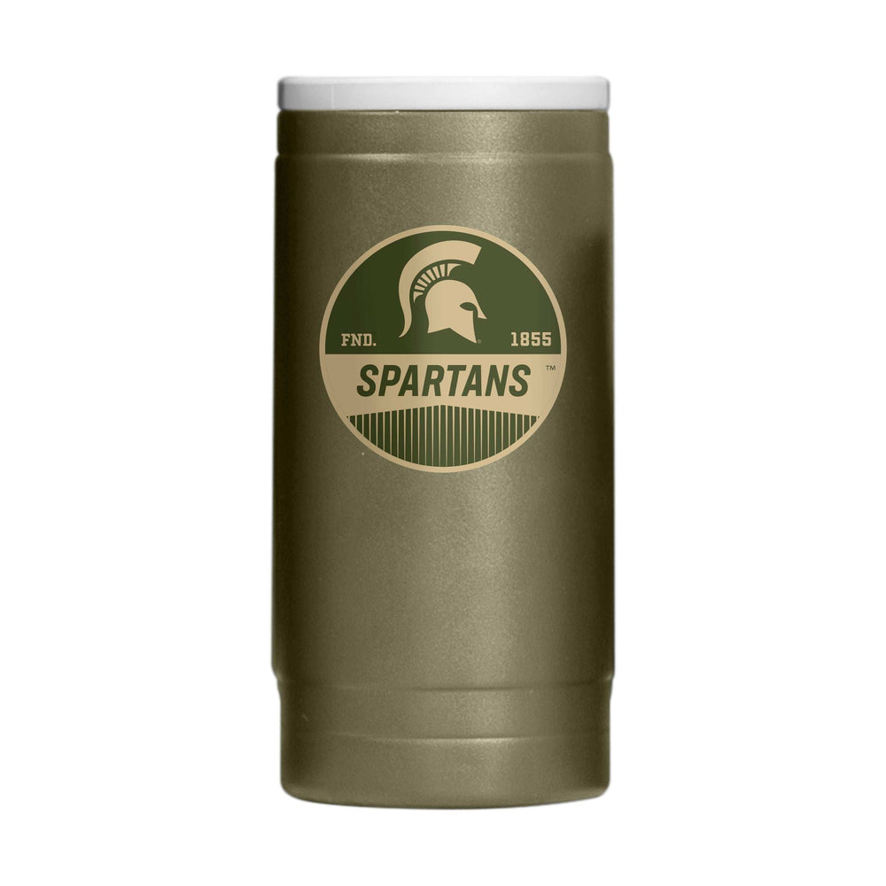 Michigan State Badge Powder Coat Slim Can Coolie - Logo Brands - Flyclothing LLC