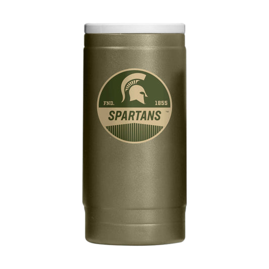 Michigan State Badge Powder Coat Slim Can Coolie - Logo Brands - Flyclothing LLC