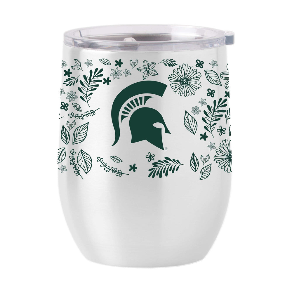 Michigan State 16oz Botanical Stainless Curved Beverage - Logo Brands - Flyclothing LLC