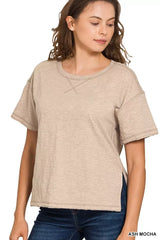 Zenana Cotton Slub Short Sleeve Tee - Trendsi - Flyclothing LLC