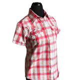 Rockmount Ranch Wear Women's Shadow Plaid Dobby Lurex Short Sleeve Western Shirt in Red - Rockmount Clothing - Flyclothing LLC