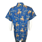 Rockmount Ranch Wear Womenâ€™s Vintage Bronc Print Short Sleeve Blue Western Shirt - Rockmount Clothing - Flyclothing LLC