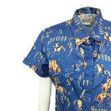 Rockmount Ranch Wear Womenâ€™s Vintage Bronc Print Short Sleeve Blue Western Shirt - Rockmount Clothing - Flyclothing LLC