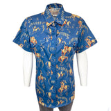 Rockmount Ranch Wear Men's Vintage Blue Bronc Print Short Sleeve Western Shirt - Rockmount Clothing - Flyclothing LLC