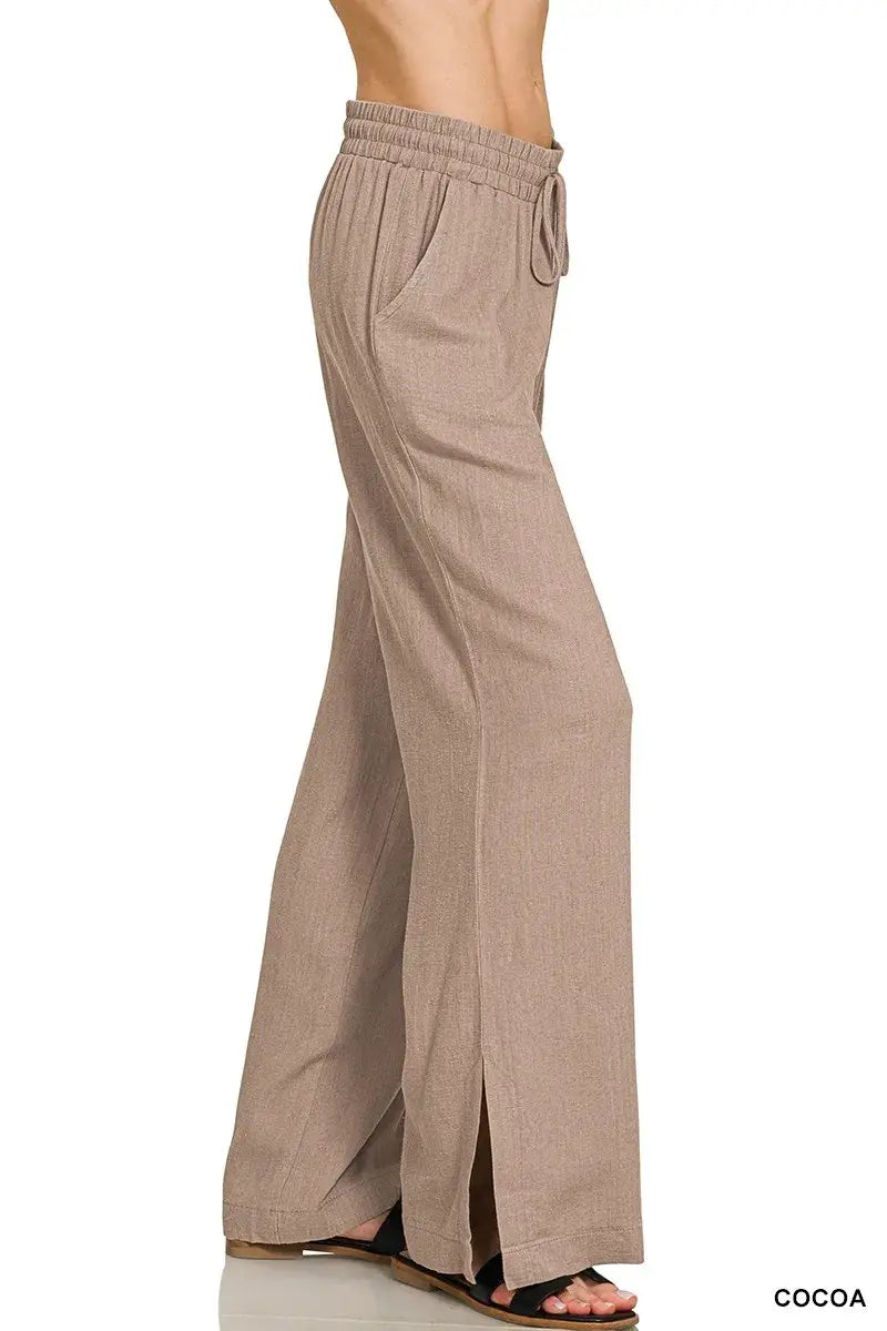 Zenana Linen Drawstring Pants - Trendsi - Flyclothing LLC