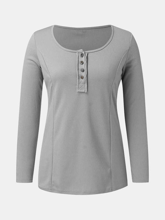 Full Size Scoop Neck Long Sleeve T-Shirt - Trendsi - Flyclothing LLC