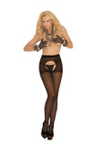 Elegant Memories Black Sheer Crotchless Pantyhose 1726