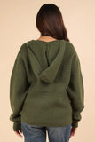 VERY J Seam Detail Drop Shoulder Hooded Sweater - Trendsi