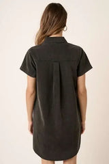 Mittoshop Button Detail Collared Neck Short Sleeve Shirt Dress - Trendsi - Flyclothing LLC