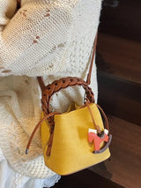 Braided Top Handle Bucket Crossbody Bag - Trendsi - Flyclothing LLC