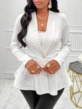 One Button Textured Peplum Cardigan - Trendsi