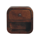 Extra Mini Curved Chestnut Bedside with Open Slot - Artisan Furniture - Flyclothing LLC